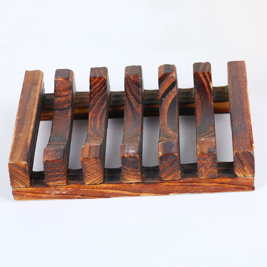Bamboo Soap Dish — Slatted, Charred Finish