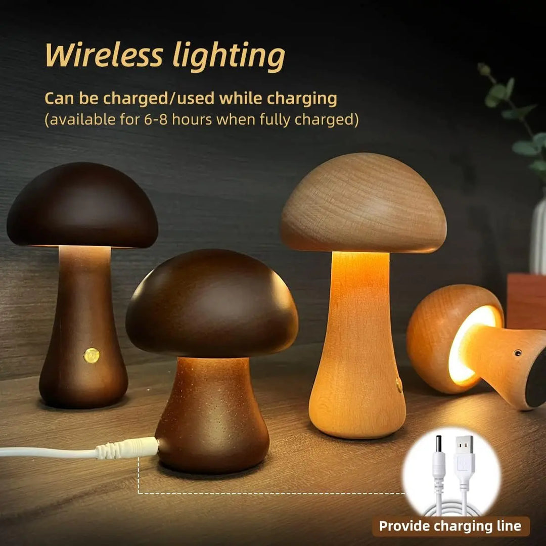 INS Wooden Cute Mushroom LED Night Light With Touch Switch Bedside Table Lamp For Bedroom Childrens Room Sleeping Night Lamps Home Decor - Unique Unique Unique INS Wooden Cute Mushroom LED Night Light With Touch Switch Bedside Table Lamp For Bedroom Childrens Room Sleeping Night Lamps Home Decor