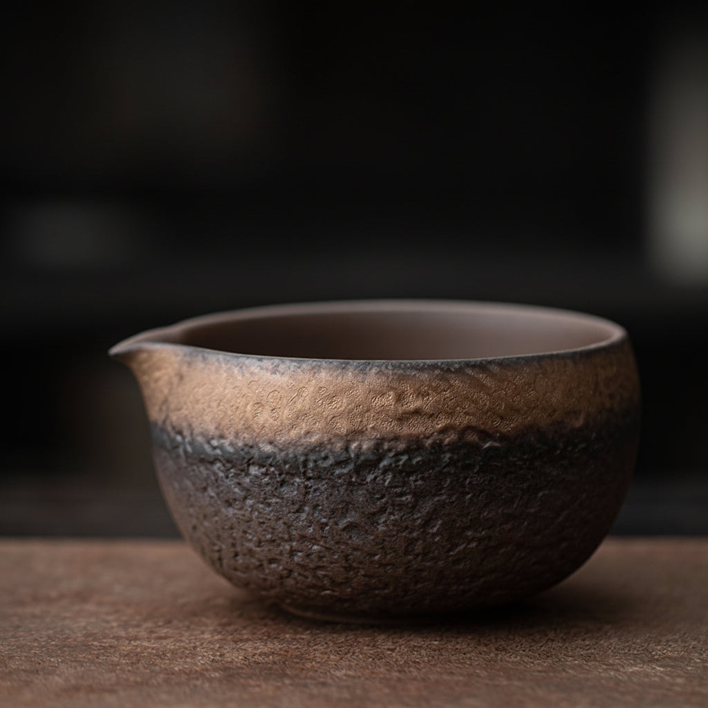 Song Dynasty Jian ware matcha bowl with iron tenmoku glaze on dark surface