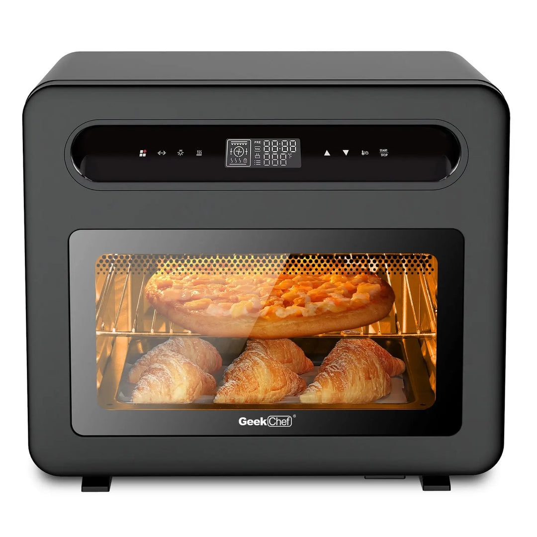Geek Chef Steam Air Fryer Toast Oven Combo , 26 QT Steam Convection Oven Countertop , 50 Cooking Presets, With 6 Slice Toast, 12 In Pizza, Black Stainless Steel. Prohibited From Listing On Amazon - Unique Unique Unique Geek Chef Steam Air Fryer Toast Oven Combo , 26 QT Steam Convection Oven Countertop , 50 Cooking Presets, With 6 Slice Toast, 12 In Pizza, Black Stainless Steel. Prohibited From Listing On Amazon