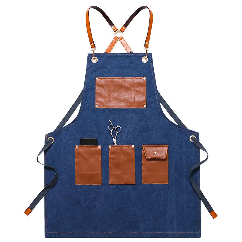Apron Work Denim Barber Milk Tea Shop Baking Floral Restaurant Work Clothes Men And Women Art - Unique Unique Unique Apron Work Denim Barber Milk Tea Shop Baking Floral Restaurant Work Clothes Men And Women Art