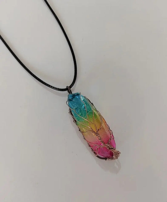 Hot Selling Stone Crystal Pillar Tree Of Life Pendant Ins Fashion Necklace - Unique Unique Unique Hot Selling Stone Crystal Pillar Tree Of Life Pendant Ins Fashion Necklace