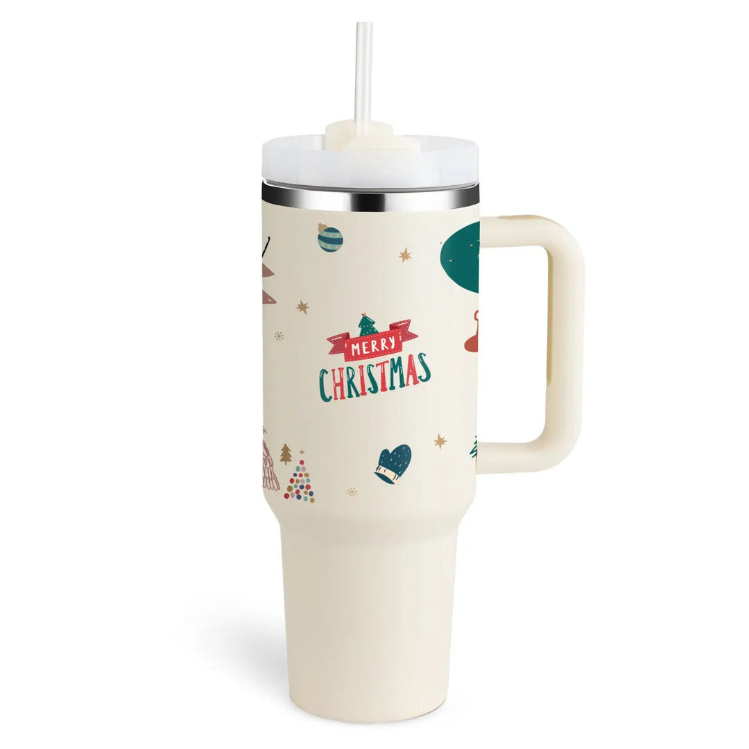 40 Oz Tumbler With Handle Straw Insulated, Stainless Steel Spill Proof Vacuum Coffee Cup Tumbler With Lid Tapered Mug Gifts For Valentine Lover Suitable For Car Gym Office Travel Unique