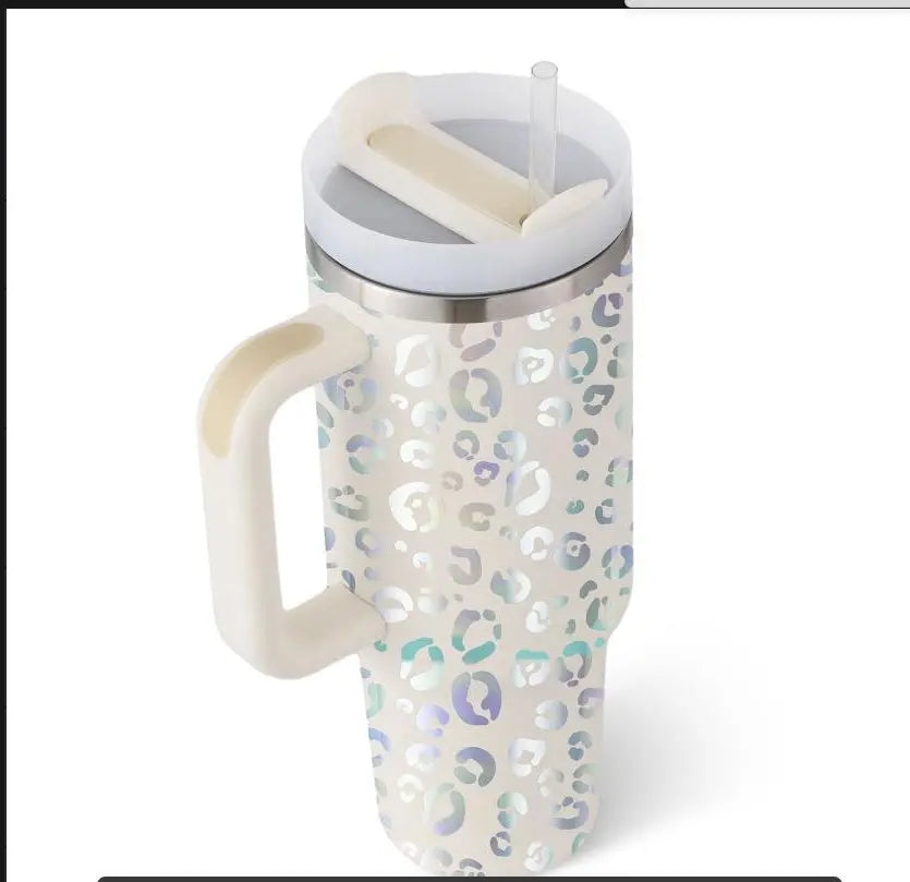 40 Oz Tumbler With Handle Straw Insulated, Stainless Steel Spill Proof Vacuum Coffee Cup Tumbler With Lid Tapered Mug Gifts For Valentine Lover Suitable For Car Gym Office Travel Unique