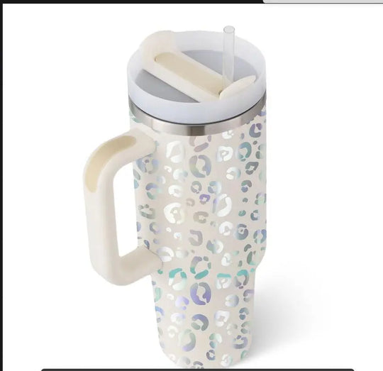 40 Oz Tumbler With Handle Straw Insulated, Stainless Steel Spill Proof Vacuum Coffee Cup Tumbler With Lid Tapered Mug Gifts For Valentine Lover Suitable For Car Gym Office Travel Unique