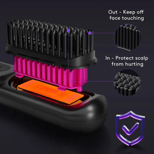 2 In 1 Straight Hair Comb Wireless Hair Straightener Brush Hair Fast Heating Portable Hot Curler USB Charging - Unique Unique Unique 2 In 1 Straight Hair Comb Wireless Hair Straightener Brush Hair Fast Heating Portable Hot Curler USB Charging