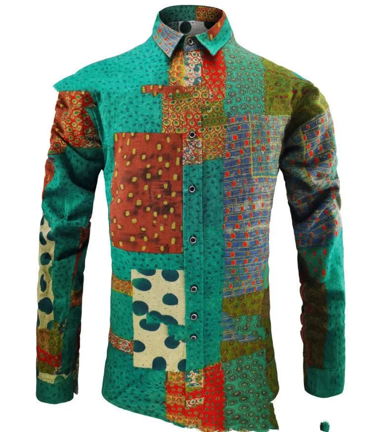 Men's Long-sleeved Shirts Linen Cotton Printing New Products Autumn - Unique Unique Unique Men's Long-sleeved Shirts Linen Cotton Printing New Products Autumn