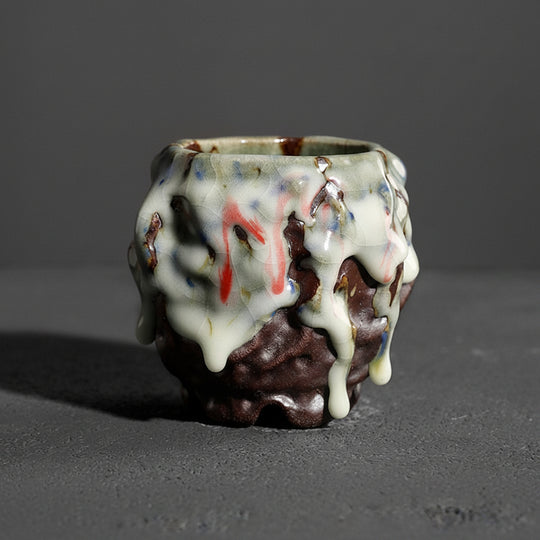 Jianzhan wood fire tea cup with deep surface variation from kiln firing