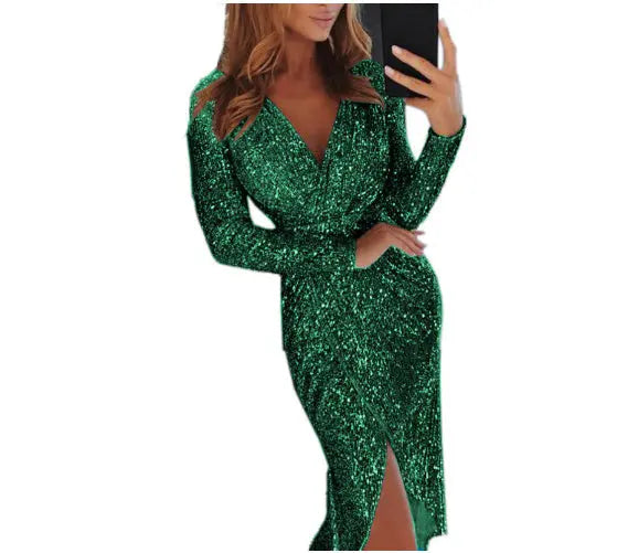 Women Clothes Bodycon Dresses New Ladies Bronzing Long-sleeved - Unique Unique Unique Women Clothes Bodycon Dresses New Ladies Bronzing Long-sleeved