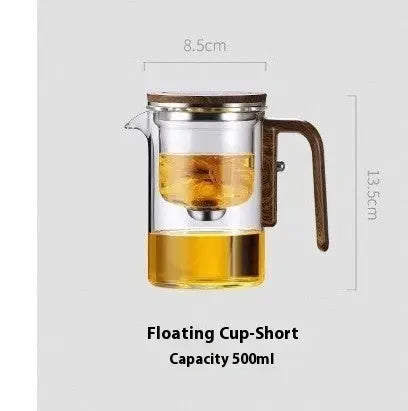 One Click Magnetic Teapot Separation Filtration Glass Tea Pot Wood Handle Tea Water Separation Inner Container Teapot - Unique Unique Unique One Click Magnetic Teapot Separation Filtration Glass Tea Pot Wood Handle Tea Water Separation Inner Container Teapot