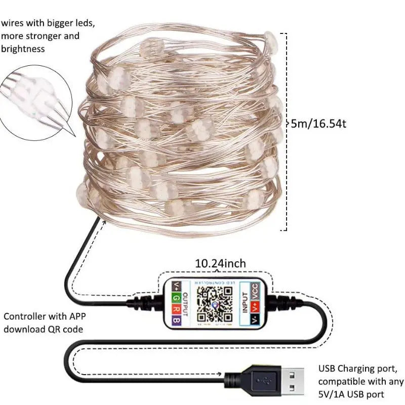 Smart Phone APP Copper Wire Light String - Unique Unique Unique Smart Phone APP Copper Wire Light String
