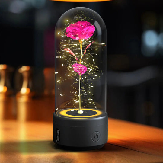 Creative 2 In 1 Rose Flowers LED Light And Bluetooth-compatible Speaker Valentine's Day Gift Rose Luminous Night Light Ornament In Glass Cover - Unique Unique Unique Creative 2 In 1 Rose Flowers LED Light And Bluetooth-compatible Speaker Valentine's Day Gift Rose Luminous Night Light Ornament In Glass Cover