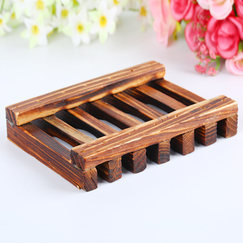 Bamboo Soap Dish — Slatted, Charred Finish