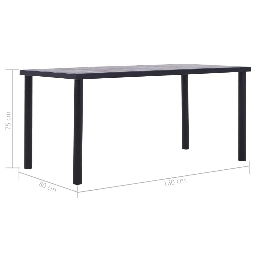 NNEVL Dining Table Black and Concrete Grey 160x80x75 cm MDF NNEVL