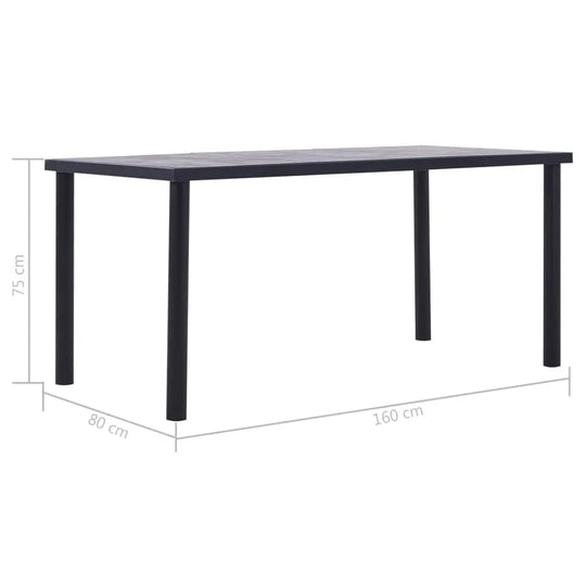 NNEVL Dining Table Black and Concrete Grey 160x80x75 cm MDF NNEVL