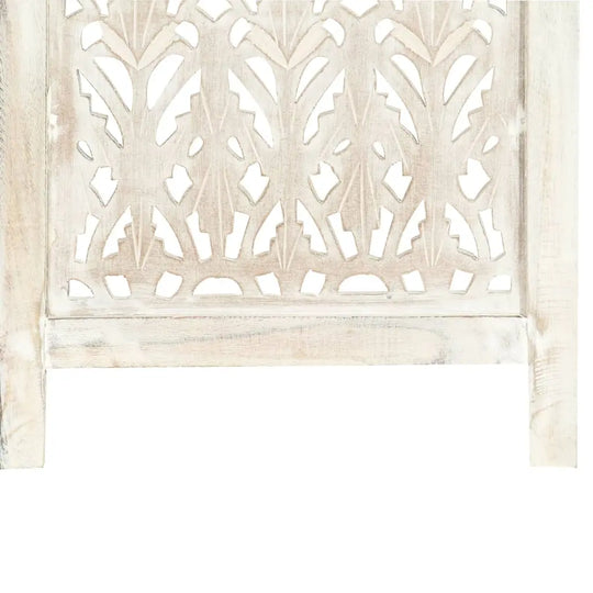 NNEVL Hand carved 5-Panel Room Divider White 200x165 cm Solid Mango Wood NNEVL