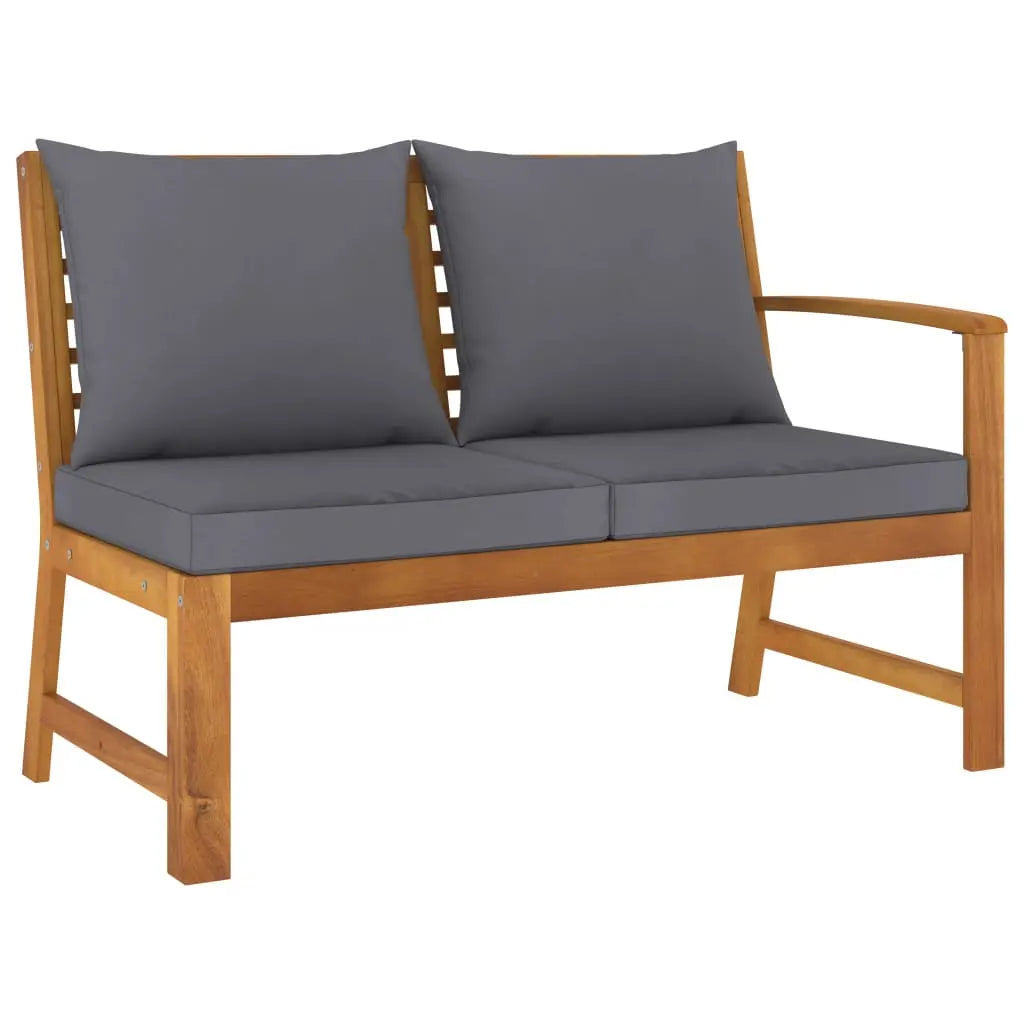 NNEVL Garden Bench 114.5 cm with Dark Grey Cushion Solid Acacia Wood NNEVL