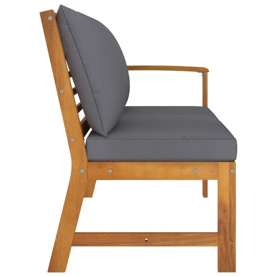 NNEVL Garden Bench 114.5 cm with Dark Grey Cushion Solid Acacia Wood NNEVL