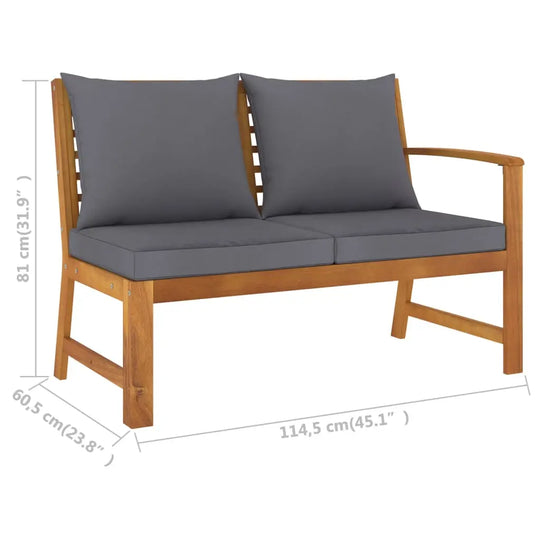 NNEVL Garden Bench 114.5 cm with Dark Grey Cushion Solid Acacia Wood NNEVL