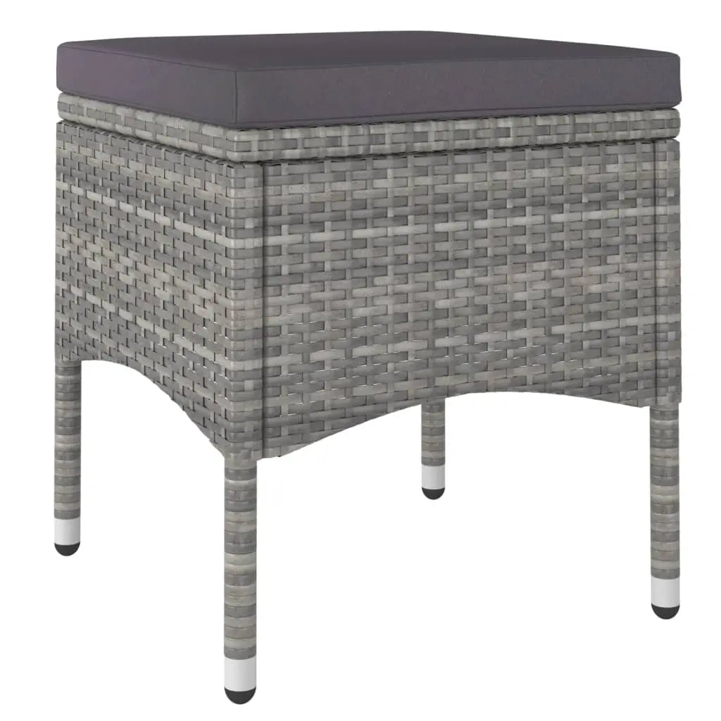 NNEVL 5 Piece Garden Dining Set Poly Rattan and Tempered Glass Grey - Unique