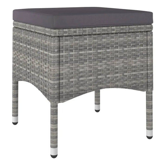 NNEVL 5 Piece Garden Dining Set Poly Rattan and Tempered Glass Grey - Unique