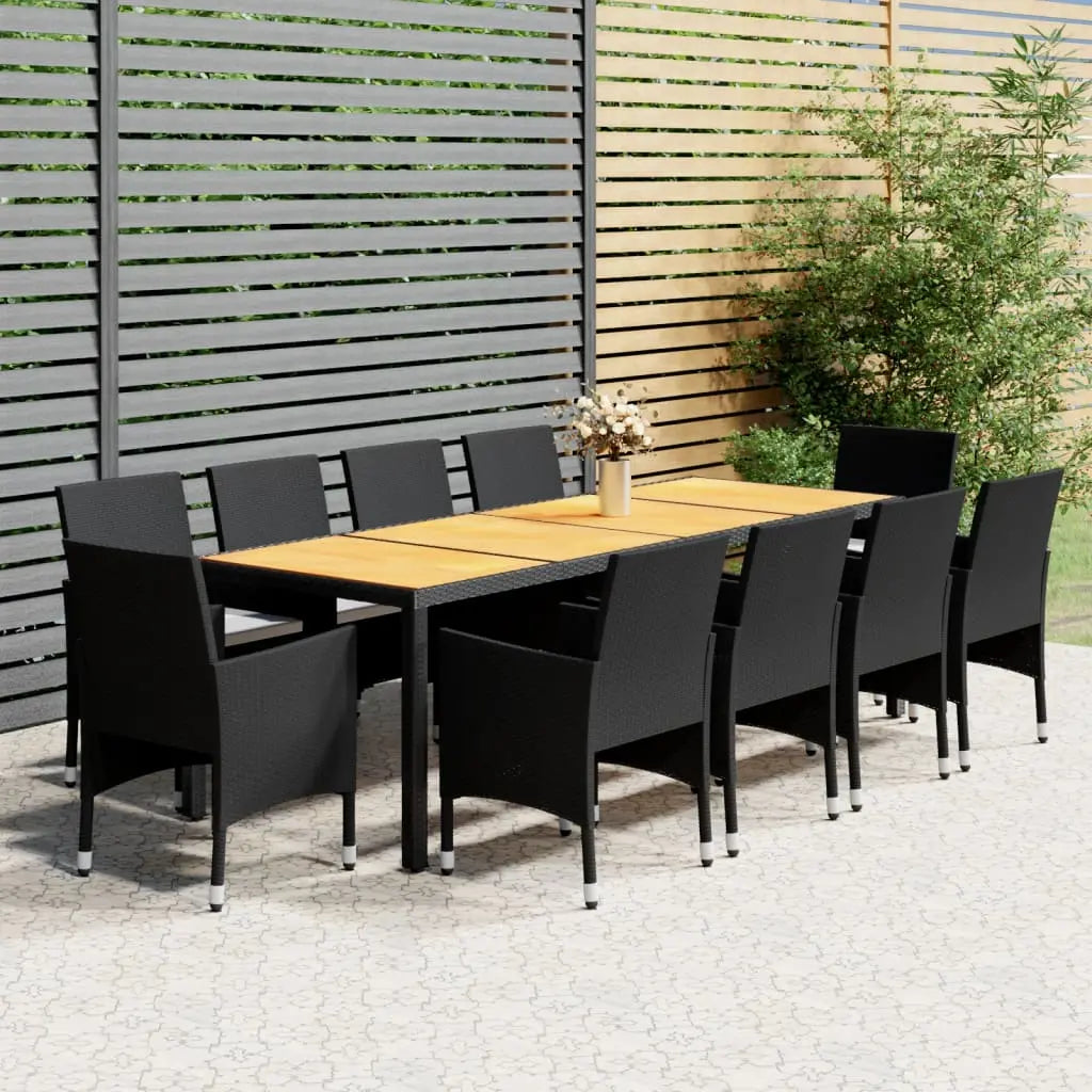 NNEVL 11 Piece Garden Dining Set Poly Rattan Black NNEVL