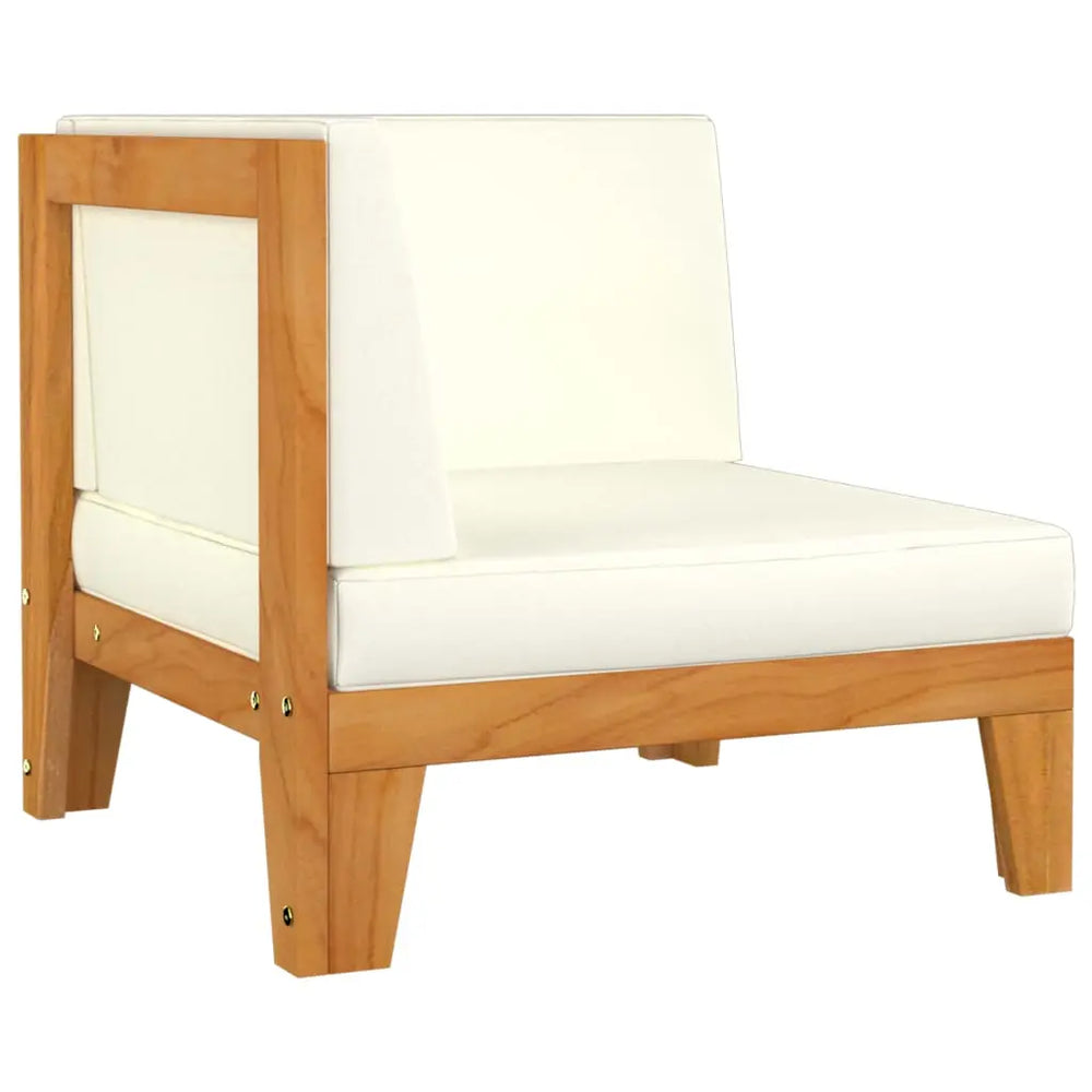 NNEVL 2-Seater Sofa with Cream White Cushions Solid Acacia Wood NNEVL