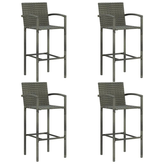 NNEVL 5 Piece Outdoor Bar Set with Armrest Poly Rattan Grey NNEVL