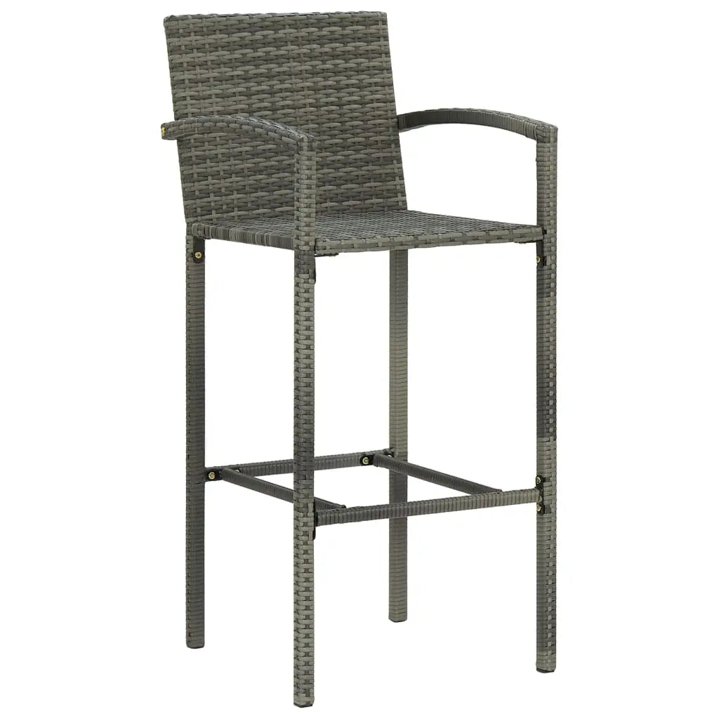 NNEVL 5 Piece Outdoor Bar Set with Armrest Poly Rattan Grey NNEVL