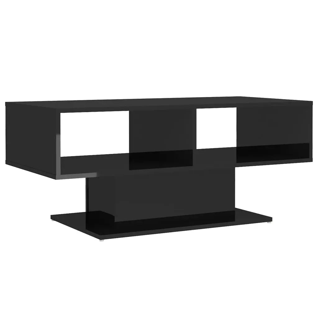 NNEVL Coffee Table High Gloss Black 103.5x50x44.5 cm Chipboard - Unique