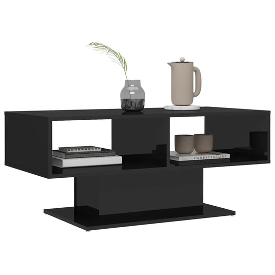 NNEVL Coffee Table High Gloss Black 103.5x50x44.5 cm Chipboard - Unique