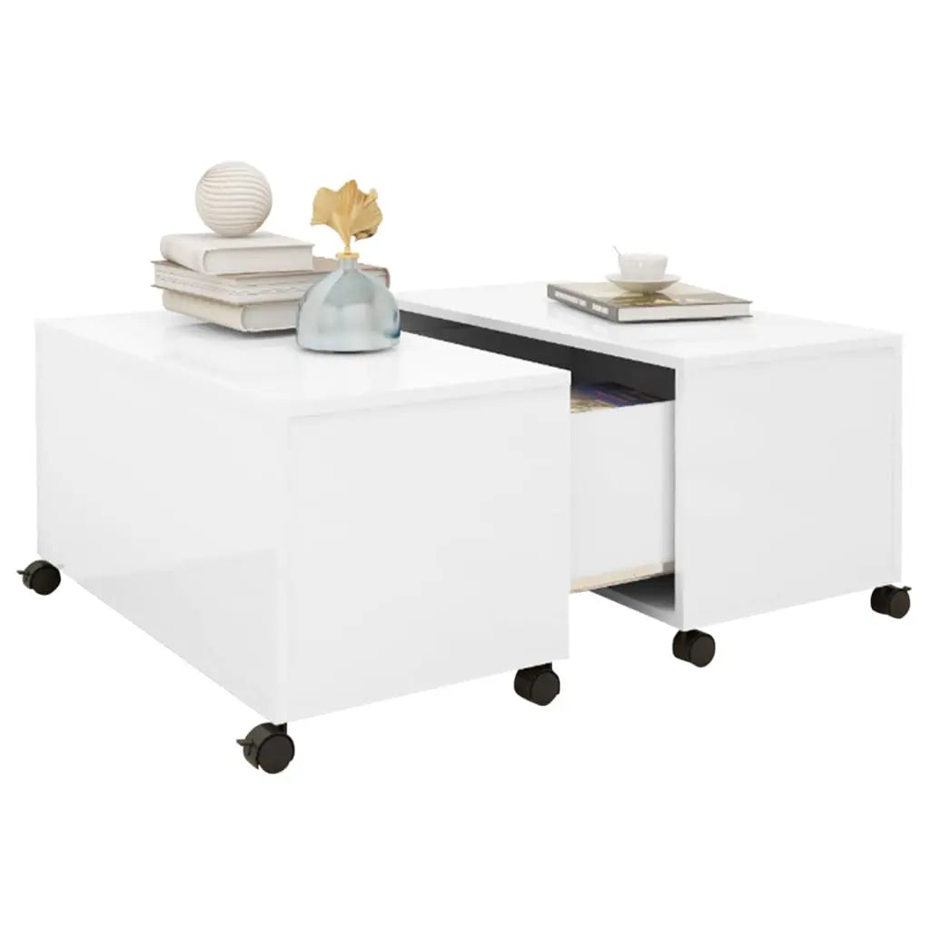 NNEVL Coffee Table High Gloss White 75x75x38 cm Chipboard NNEVL