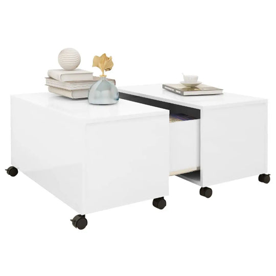 NNEVL Coffee Table High Gloss White 75x75x38 cm Chipboard NNEVL