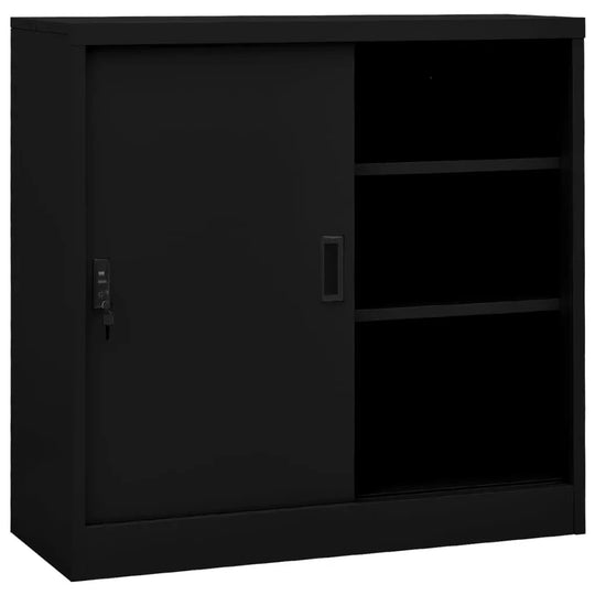 NNEVL Office Cabinet with Sliding Door Black 90x40x90 cm Steel NNEVL