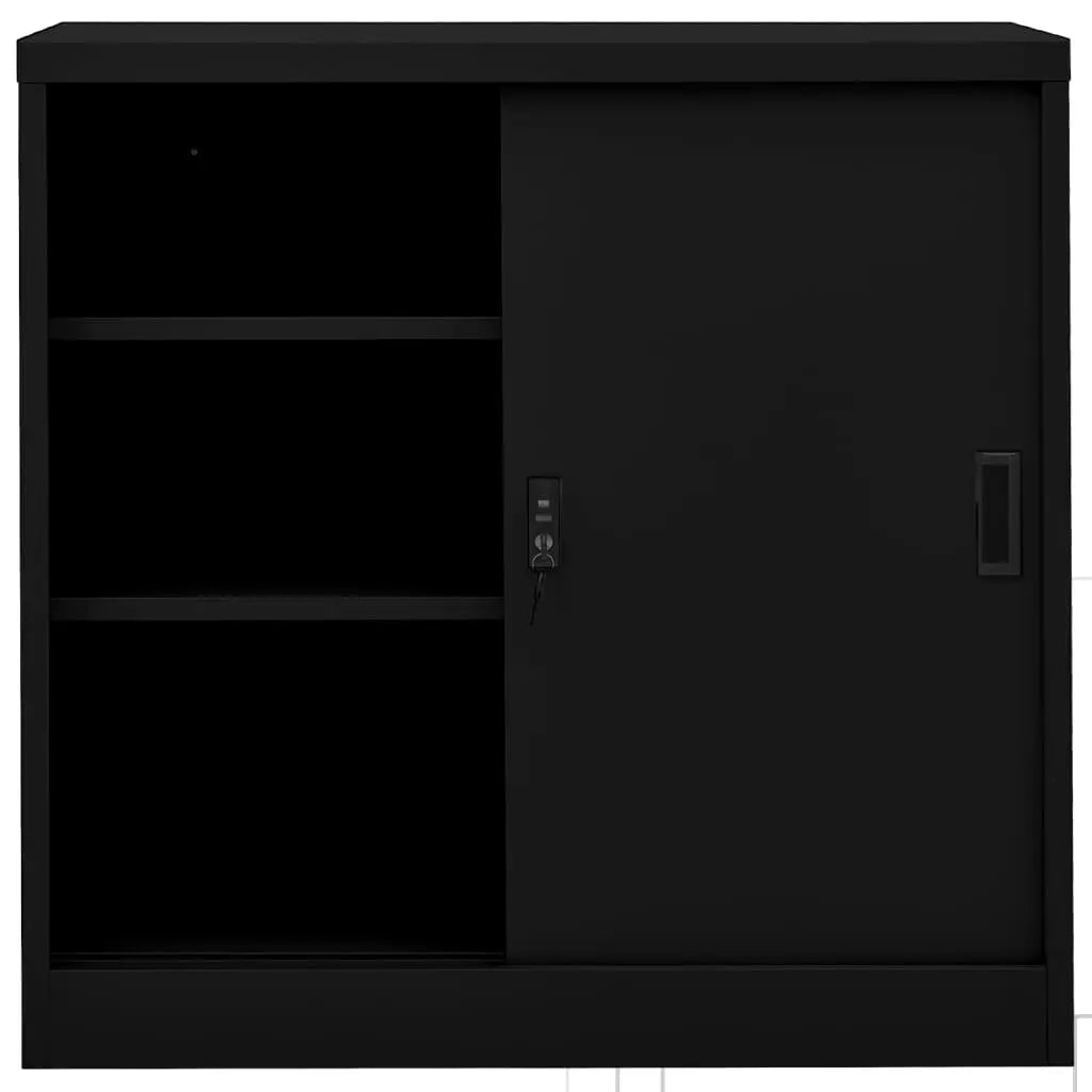NNEVL Office Cabinet with Sliding Door Black 90x40x90 cm Steel NNEVL