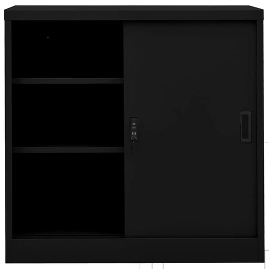 NNEVL Office Cabinet with Sliding Door Black 90x40x90 cm Steel NNEVL