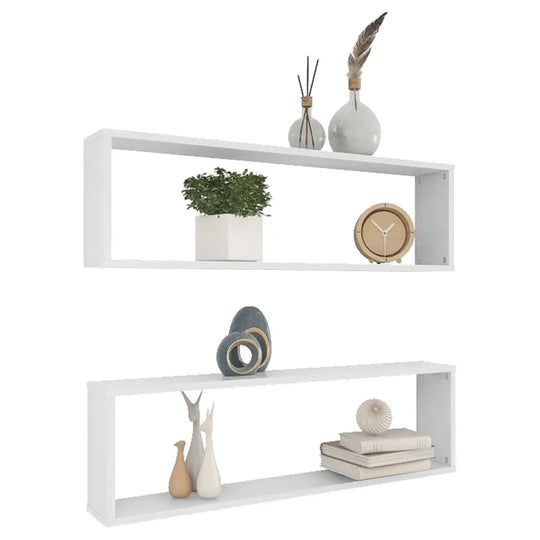NNEVL Wall Cube Shelves 2 pcs White 100x15x30 cm Chipboard NNEVL