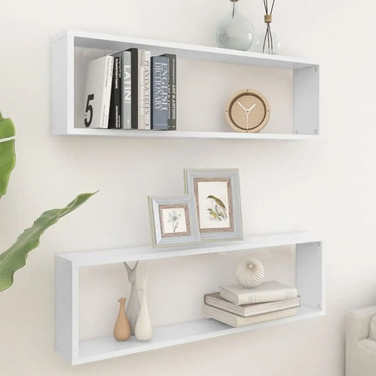 NNEVL Wall Cube Shelves 2 pcs White 100x15x30 cm Chipboard NNEVL