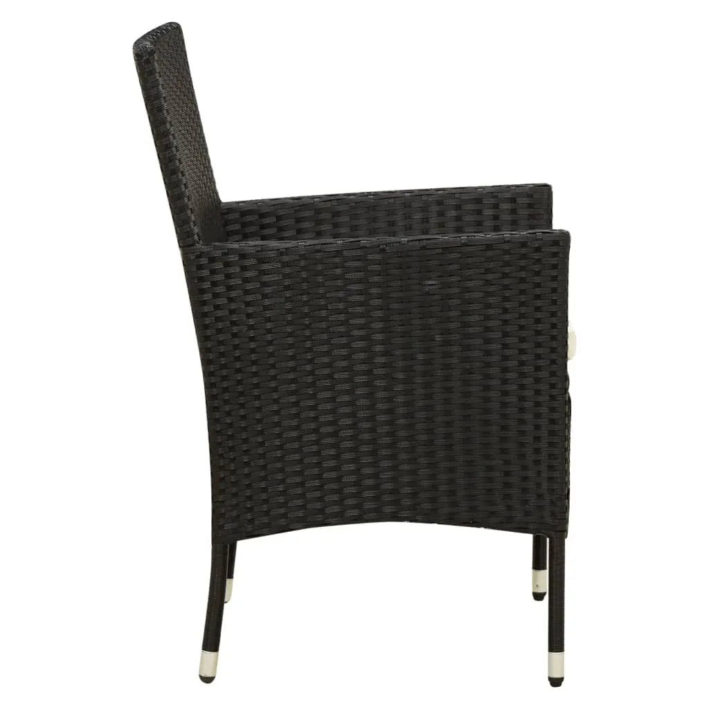NNEVL 7 Piece Outdoor Dining Set with Cushions Poly Rattan Black NNEVL