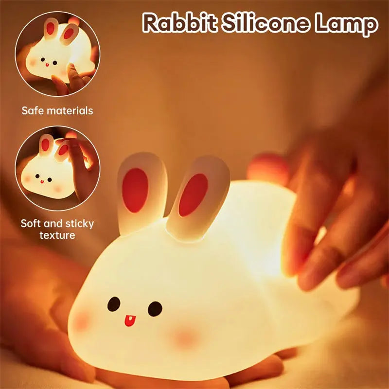 Cute LED Night Light Touch Sensor Cartoon Kid's Nightlights Big Face Rabbit Silicone Night Light Christmas Gift Bedside Lamp Home Decor - Unique Unique Unique Cute LED Night Light Touch Sensor Cartoon Kid's Nightlights Big Face Rabbit Silicone Night Light Christmas Gift Bedside Lamp Home Decor
