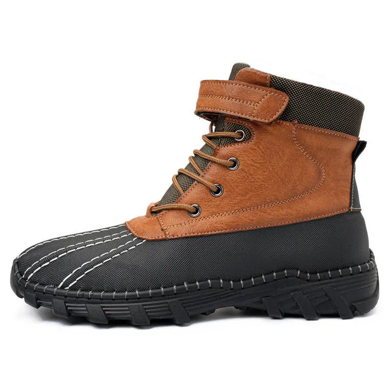 Winter Fleece Lace-up Snow Boots For Men Women Waterproof And Anti-slip Outdoor Work Boot Fashion Warm Mid-tube Cotton Shoes Men - Unique Unique Unique Winter Fleece Lace-up Snow Boots For Men Women Waterproof And Anti-slip Outdoor Work Boot Fashion Warm Mid-tube Cotton Shoes Men
