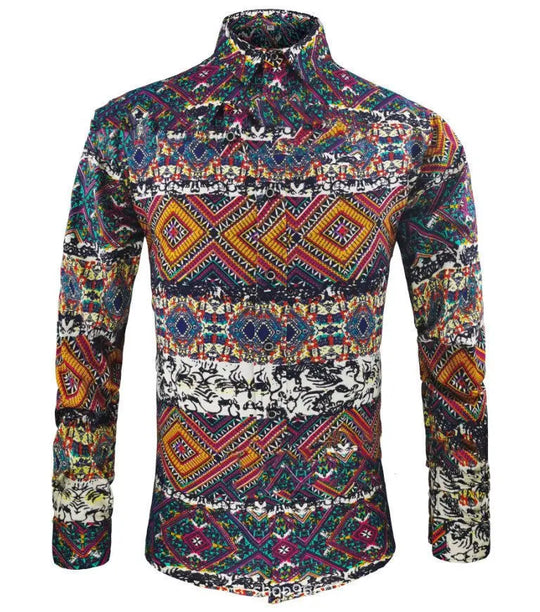 Men's Long-sleeved Shirts Linen Cotton Printing New Products Autumn - Unique Unique Unique Men's Long-sleeved Shirts Linen Cotton Printing New Products Autumn