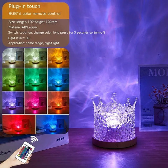 LED Water Ripple Ambient Night Light USB Rotating Projection Crystal Table Lamp RGB Dimmable Home Decoration 16 Color Gifts - Unique Unique Unique LED Water Ripple Ambient Night Light USB Rotating Projection Crystal Table Lamp RGB Dimmable Home Decoration 16 Color Gifts