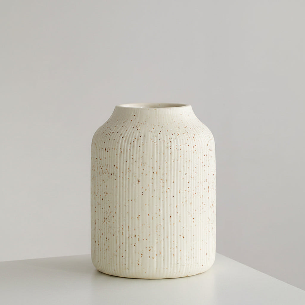 Small ceramic vase Type C with classic glaze finish on white background