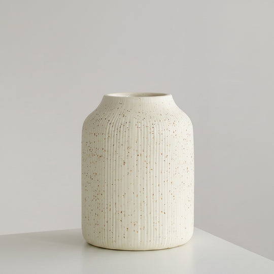 Small ceramic vase Type C with classic glaze finish on white background