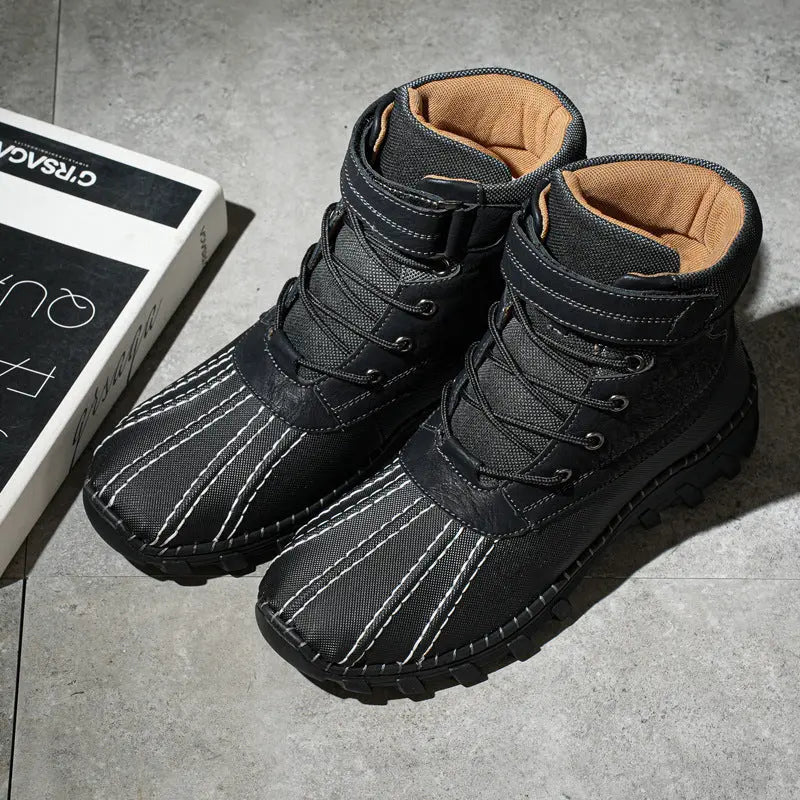 Winter Fleece Lace-up Snow Boots For Men Women Waterproof And Anti-slip Outdoor Work Boot Fashion Warm Mid-tube Cotton Shoes Men - Unique Unique Unique Winter Fleece Lace-up Snow Boots For Men Women Waterproof And Anti-slip Outdoor Work Boot Fashion Warm Mid-tube Cotton Shoes Men