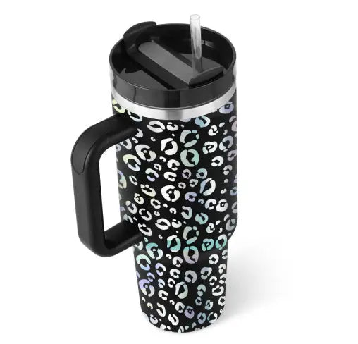 40 Oz Tumbler With Handle Straw Insulated, Stainless Steel Spill Proof Vacuum Coffee Cup Tumbler With Lid Tapered Mug Gifts For Valentine Lover Suitable For Car Gym Office Travel Unique