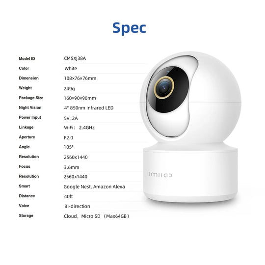 IMILAB C21 2.5K Surveillance Camera Vedio Wifi IP Smart Indoor Home Security Baby Monitor 360view Starlight Night Vision Cam - Unique Unique Unique IMILAB C21 2.5K Surveillance Camera Vedio Wifi IP Smart Indoor Home Security Baby Monitor 360view Starlight Night Vision Cam