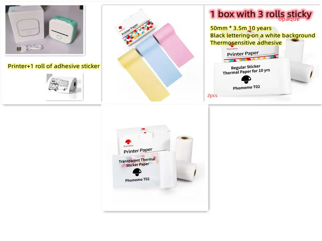Portable Mini Thermal Label Printer Home Photo Printer Student Wrong Question Printer Bluetooth-compatible Mini Label Printer Price Tag Unique