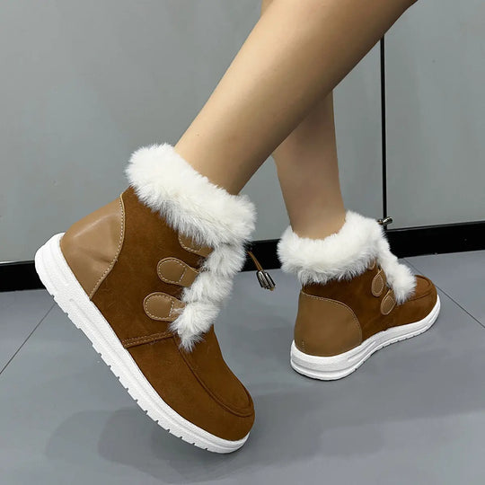 Fashion Suede Fleece Snow Boots Winter Warm Plush Round Toe Cotton Shoes Versatile Simple Short Boot For Women - Unique Unique Unique Fashion Suede Fleece Snow Boots Winter Warm Plush Round Toe Cotton Shoes Versatile Simple Short Boot For Women